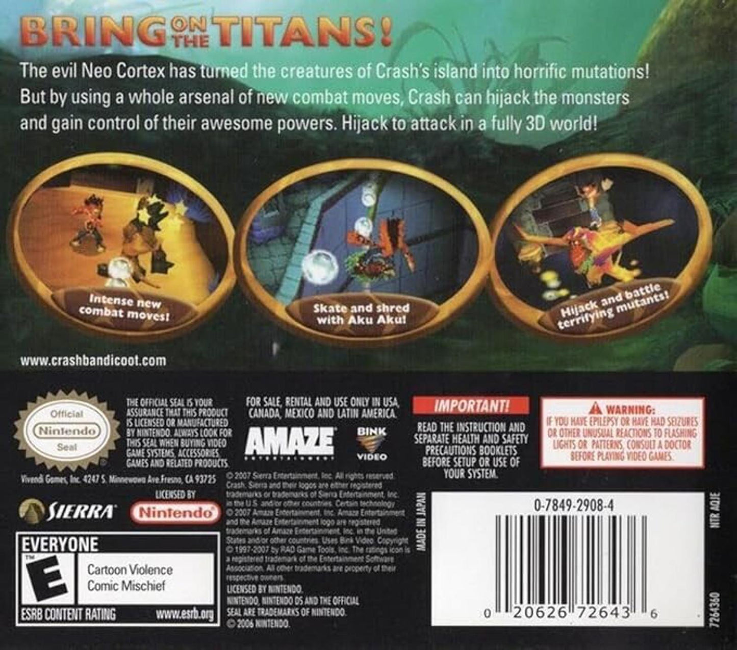 Crash of the Titans for Nintendo DS Complete CIB Authentic - Tested like new