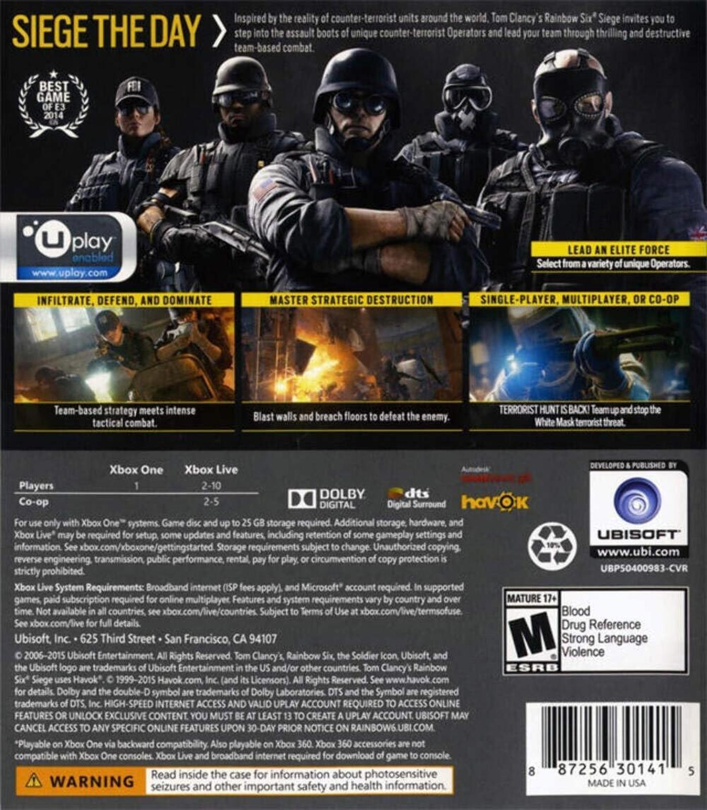 Xbox One / Tom Clancy's Rainbow Six Siege like new complete