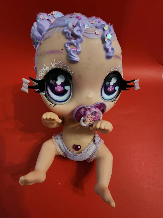MGA'S Glitter BABYZ Lila Wildboom Baby Doll with 3 Magical Color Changes  *used*
