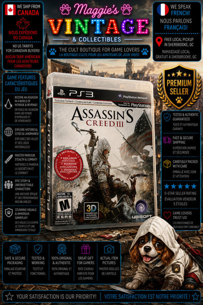 Assassin's Creed III (Sony PlayStation 3, 2012) PS3 CIB DISC LIKE NEW