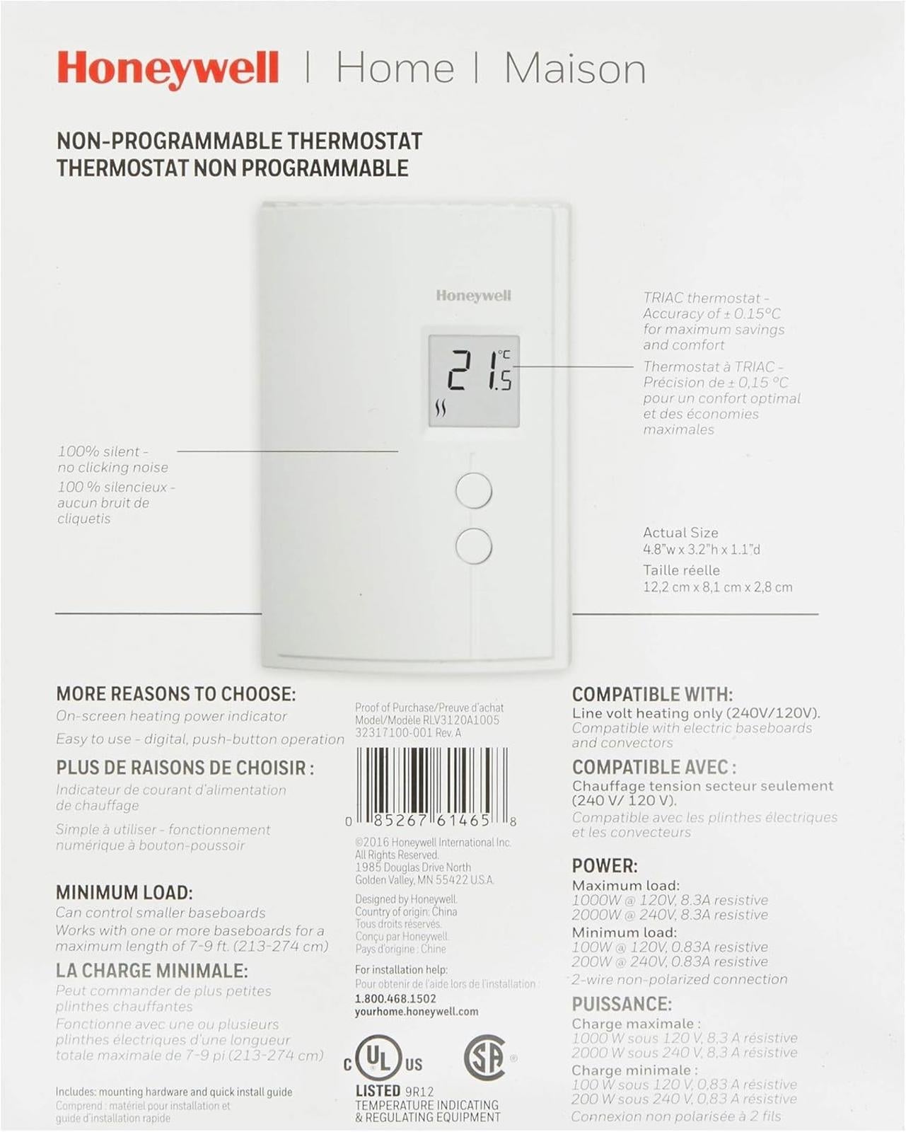 Honeywell RLV3120A NIB Thermostat Shrink-Wrapped Electric Heat 120/240V White