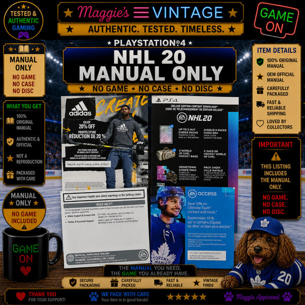 NHL 20 (PlayStation 4, 2019) MANUAL / INSERT Only