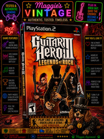 Guitar Hero III: Legends of Rock (PS2 PlayStation 2, 2007 CIB) DISC LIKE NEW