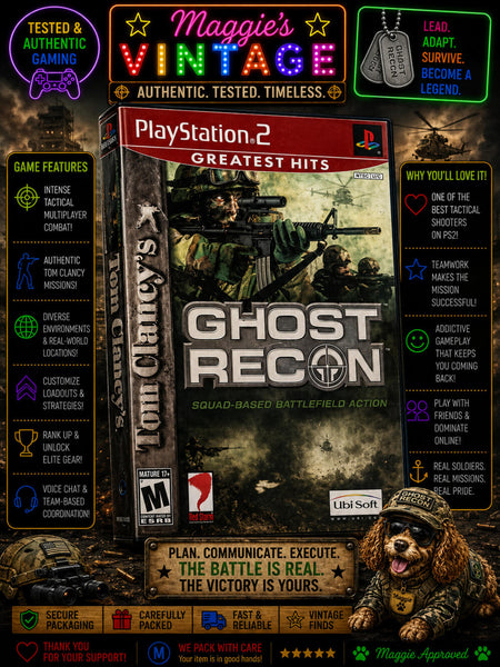 Tom Clancy's Ghost Recon  (Sony PlayStation 2, 2004)  CIB DISC LIKE NEW