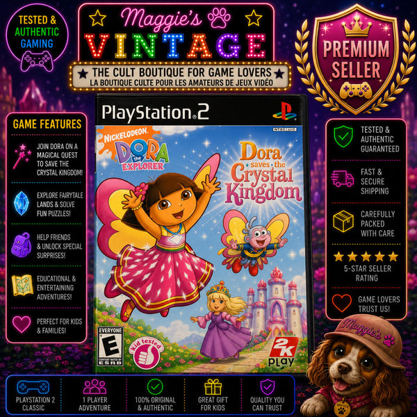 Dora Saves the Crystal Kingdom (PlayStation 2, PS2) NO MANUAL DISC LIKE NEW