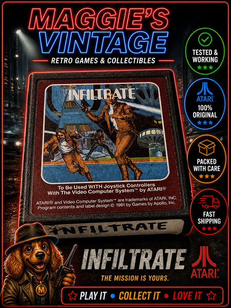 Infiltrate Atari 2600 Video Game Apollo Action Shooter Cartridge 1981 TESTED
