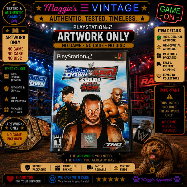 WWE Smackdown VS Raw 2008 (PS2, 2007) ARTWORK ONLY